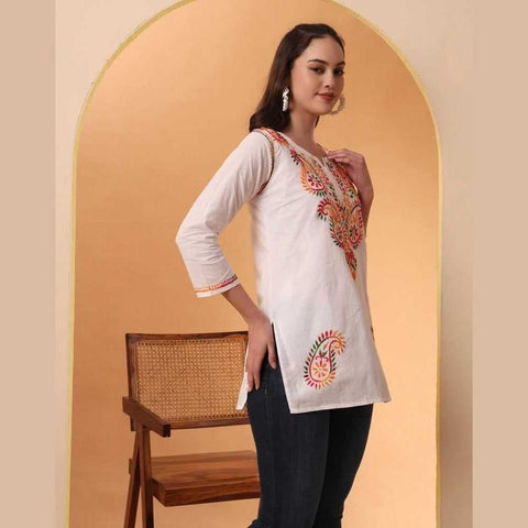 Trendy Short Chikan Kurti Set – Handcrafted Elegance for Every Occasion!