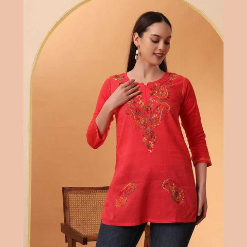 Trendy Short Chikan Kurti Set – Handcrafted Elegance for Every Occasion!