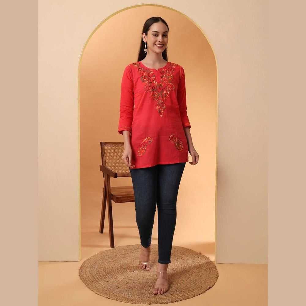 Trendy Short Chikan Kurti Set – Handcrafted Elegance for Every Occasion!