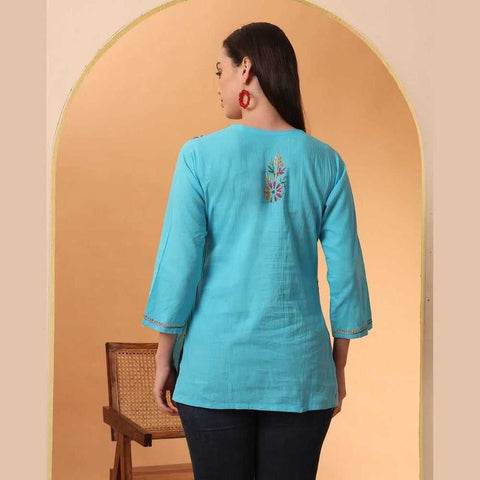 Trendy Short Chikan Kurti Set – Handcrafted Elegance for Every Occasion!