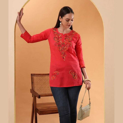 Trendy Short Chikan Kurti Set – Handcrafted Elegance for Every Occasion!