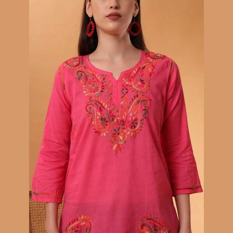 Trendy Short Chikan Kurti Set – Handcrafted Elegance for Every Occasion!