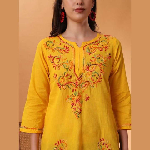 Trendy Short Chikan Kurti Set – Handcrafted Elegance for Every Occasion!