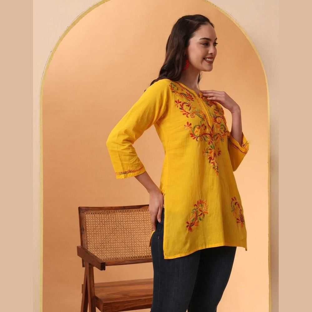 Trendy Short Chikan Kurti Set – Handcrafted Elegance for Every Occasion!