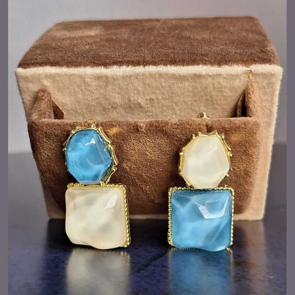 Trendy White and Blue Earrings: Stylish Designs for a Chic Look