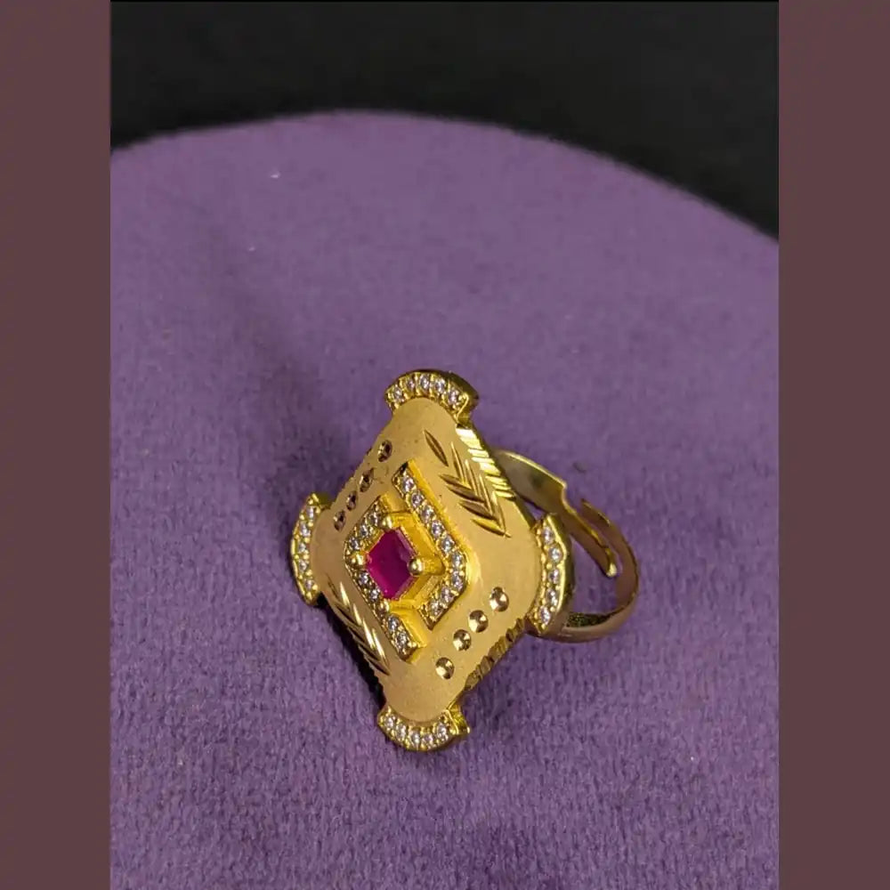 Product image of 1 Gram Gold Plated Square Ruby Ring Real Gold Look Adjustable – image 2