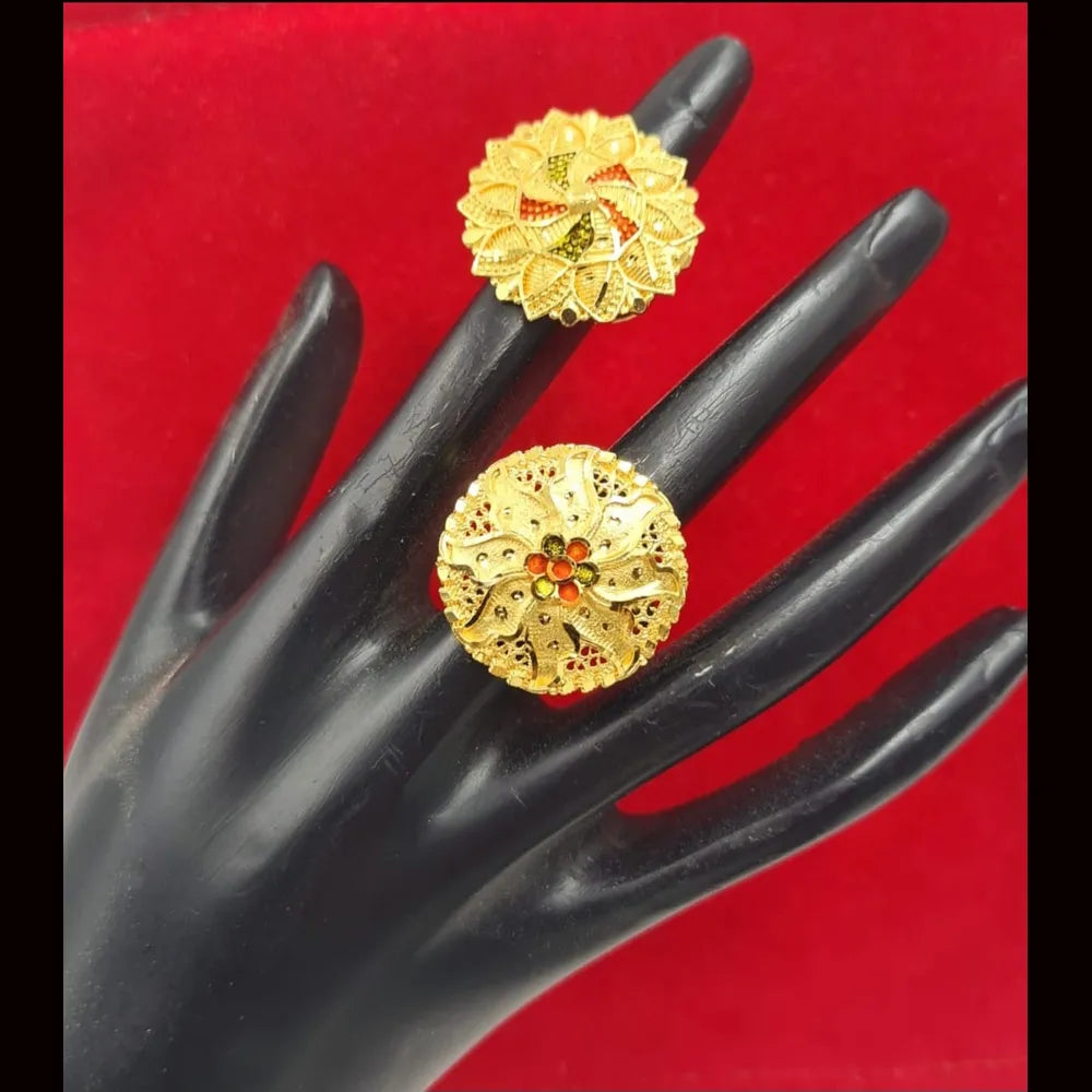 Free Size Combo Ring – 1 Gram Gold Plated Ethnic Design (Set of 2)