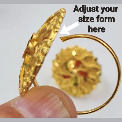 Free Size Combo Ring – 1 Gram Gold Plated Ethnic Design (Set of 2)