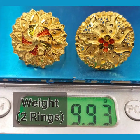 Free Size Combo Ring – 1 Gram Gold Plated Ethnic Design (Set of 2)
