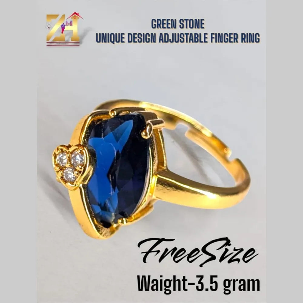 Heart Accent Stone Ring – Gold Plated, Adjustable, Free Size