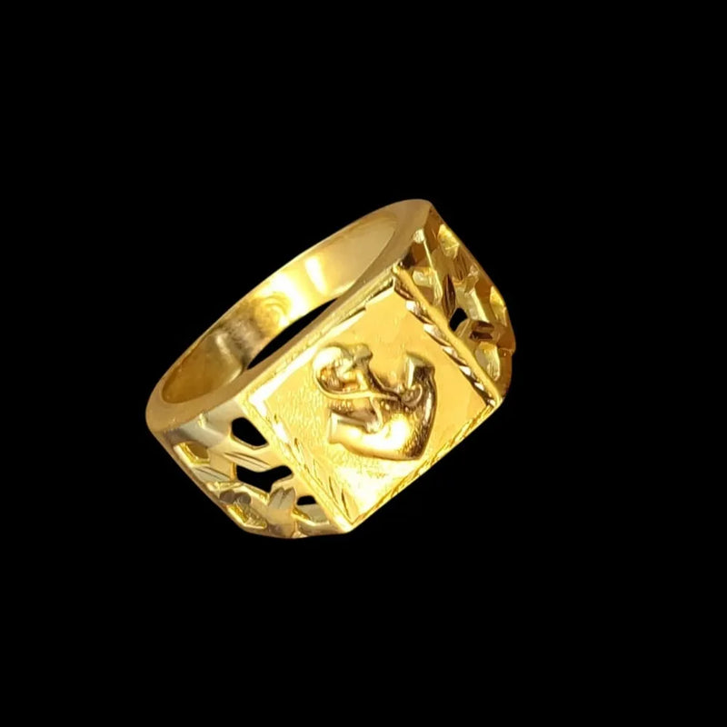 Bold Anchor Design Gold-Plated Men's Ring