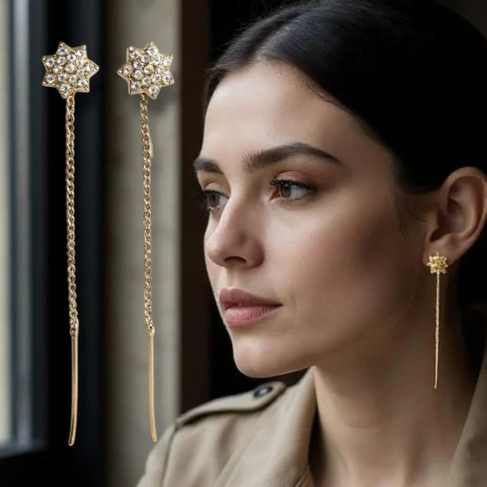 Celestial Star Drop Earrings – Gold Plated