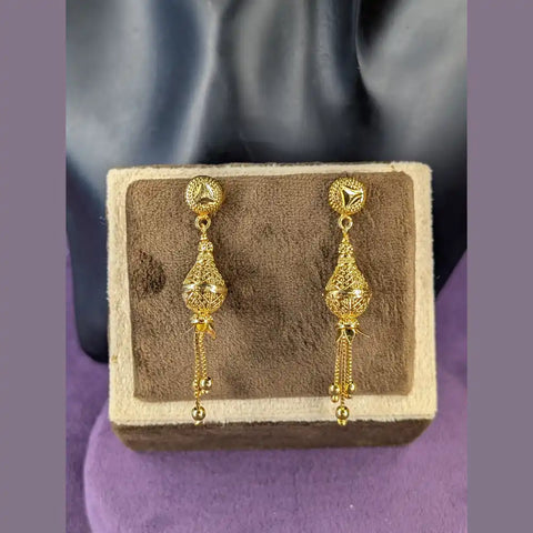 Traditional Gold Look Long Jhumka Earrings – Ethnic Drop Design
