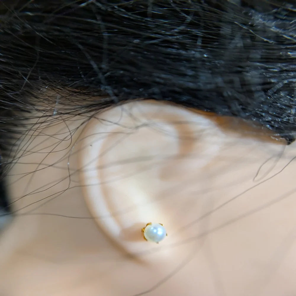 Elegant Pearl Nosepin Cum Earring – Gold Look Finish