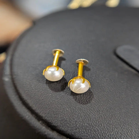Elegant Pearl Nosepin Cum Earring – Gold Look Finish