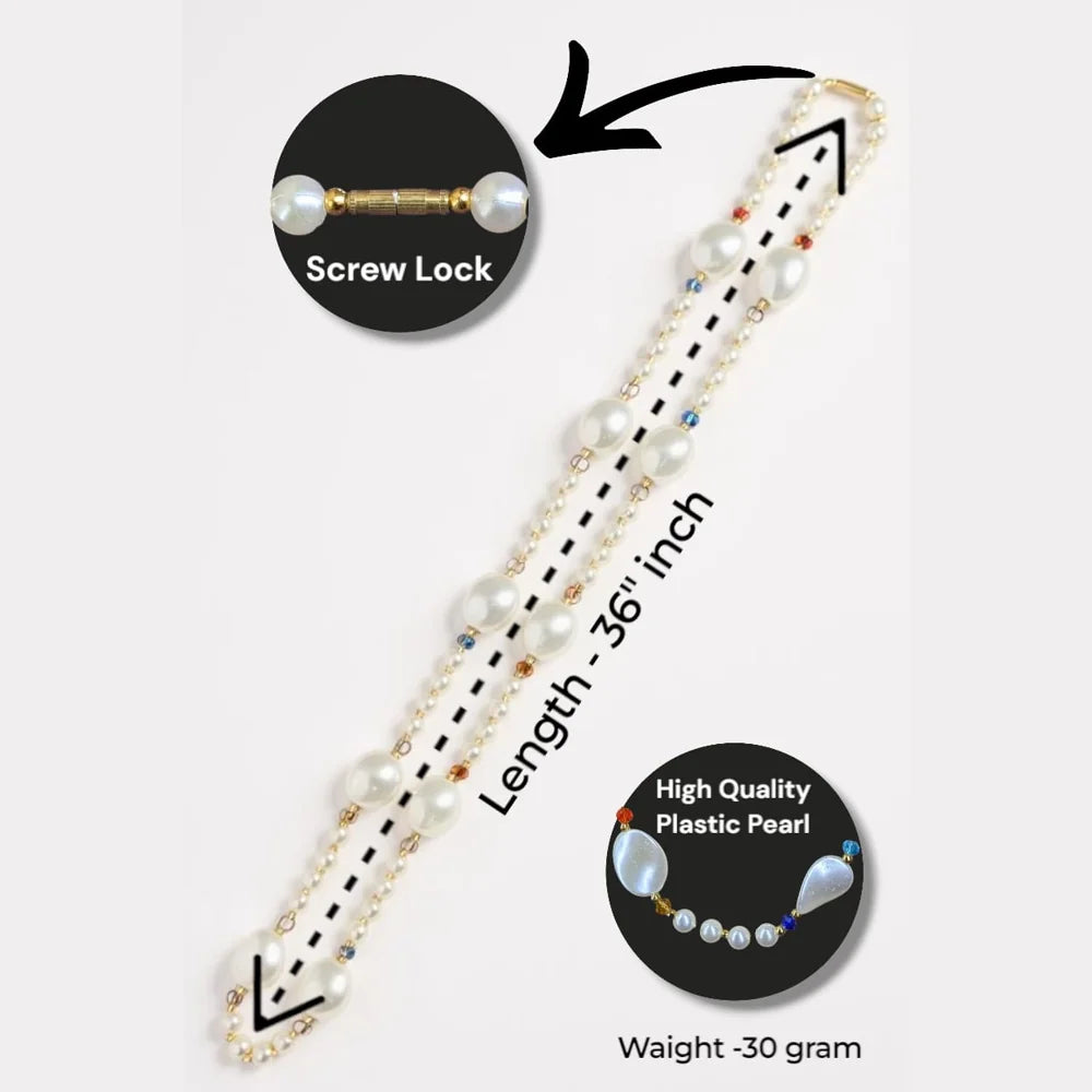 Elegant Multi-Color Plastic Pearl Long Chain – 36" Screw Lock