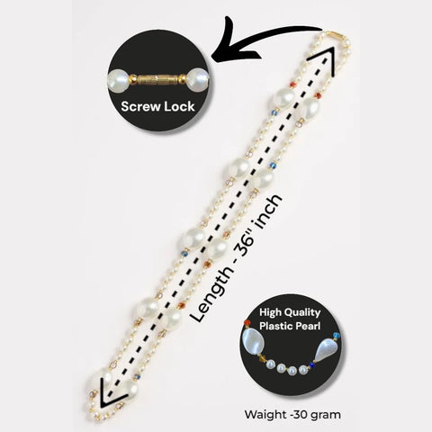 Elegant Multi-Color Plastic Pearl Long Chain – 36" Screw Lock
