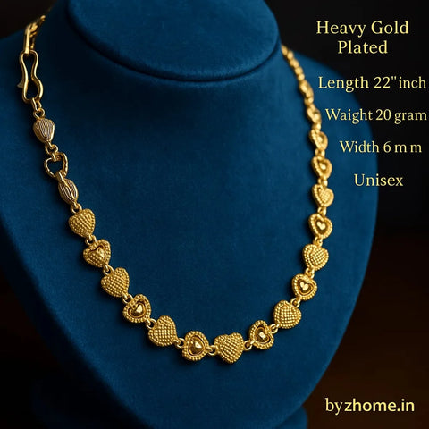 Heart Link Unisex Gold Plated Chain – 22" | 20g | 6mm