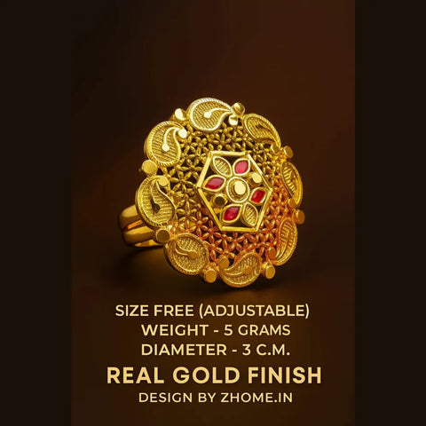 Premium Real Gold Finish Adjustable Ring – ZHome Exclusive