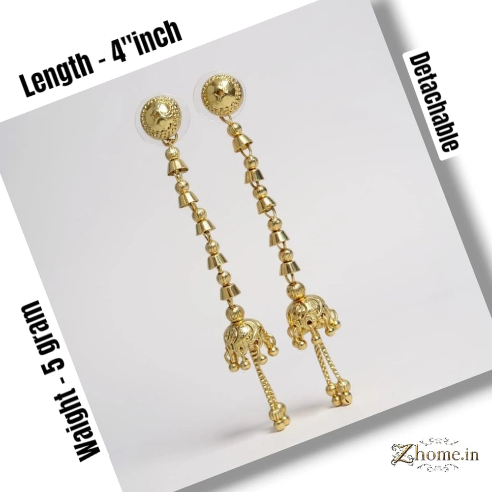 Detachable 4-Inch Onegram Gold Earrings – Real Gold Shine Finish