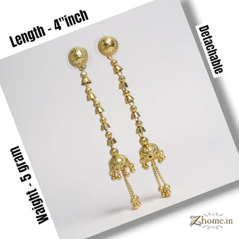 Detachable 4-Inch Onegram Gold Earrings – Real Gold Shine Finish