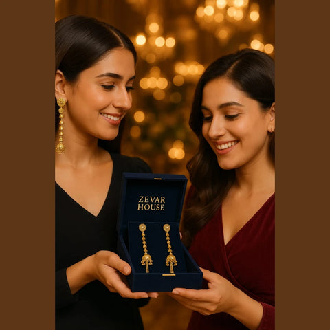 Detachable 4-Inch Onegram Gold Earrings – Real Gold Shine Finish