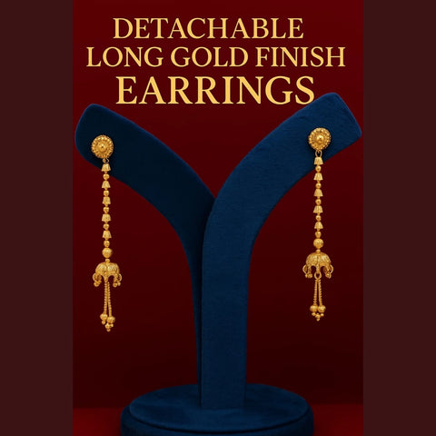 Detachable 4-Inch Onegram Gold Earrings – Real Gold Shine Finish