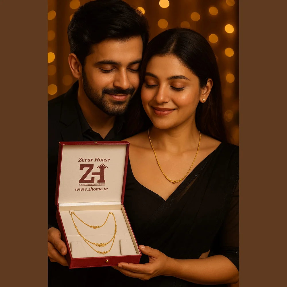 Product image of Handmade Dual Layer Gold Plated Chain Daily Wear Lightweight Mangalsutra Look – image 3