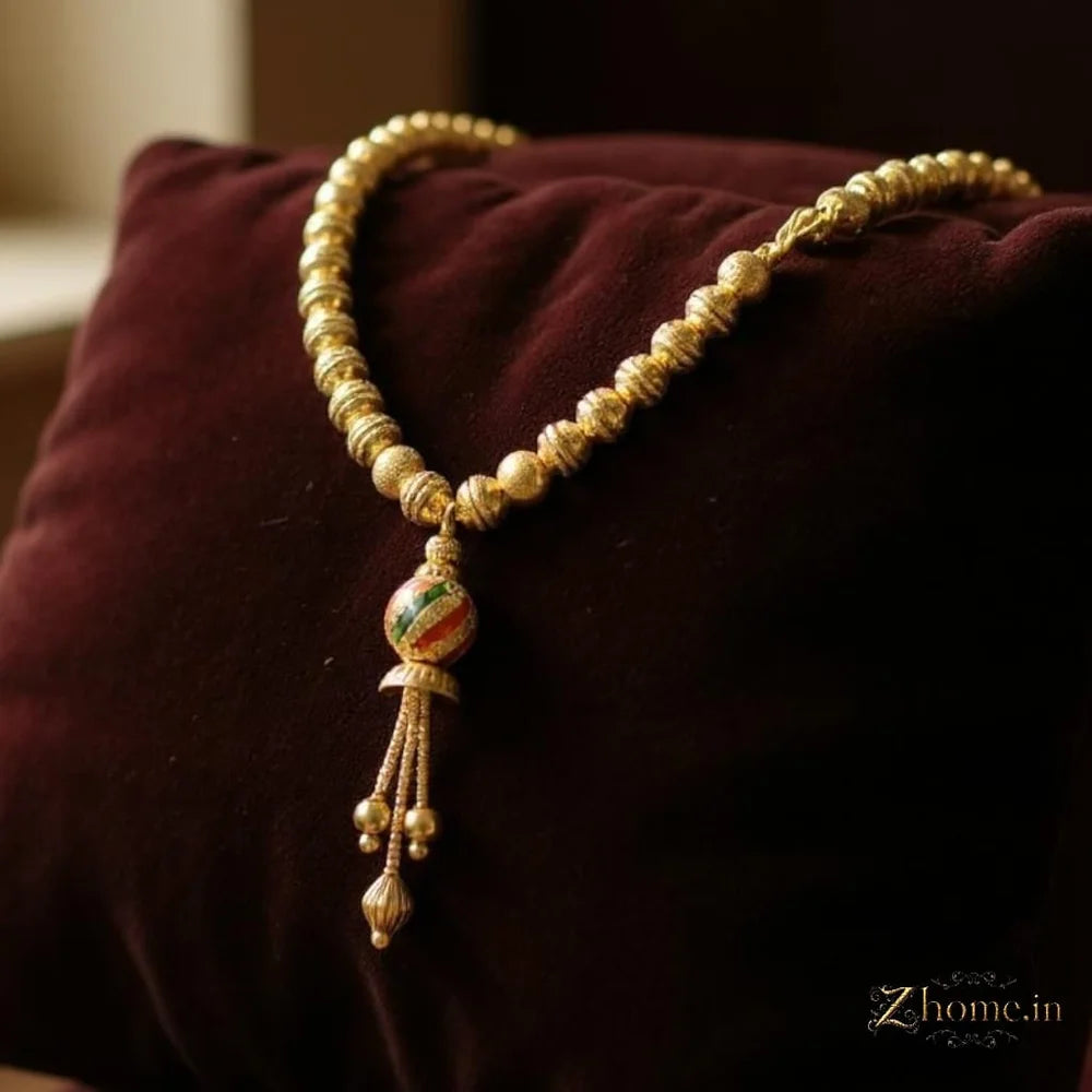 One Miligram Gold Plated Temple Pendant Necklace – Bridal Look, Daily Comfort