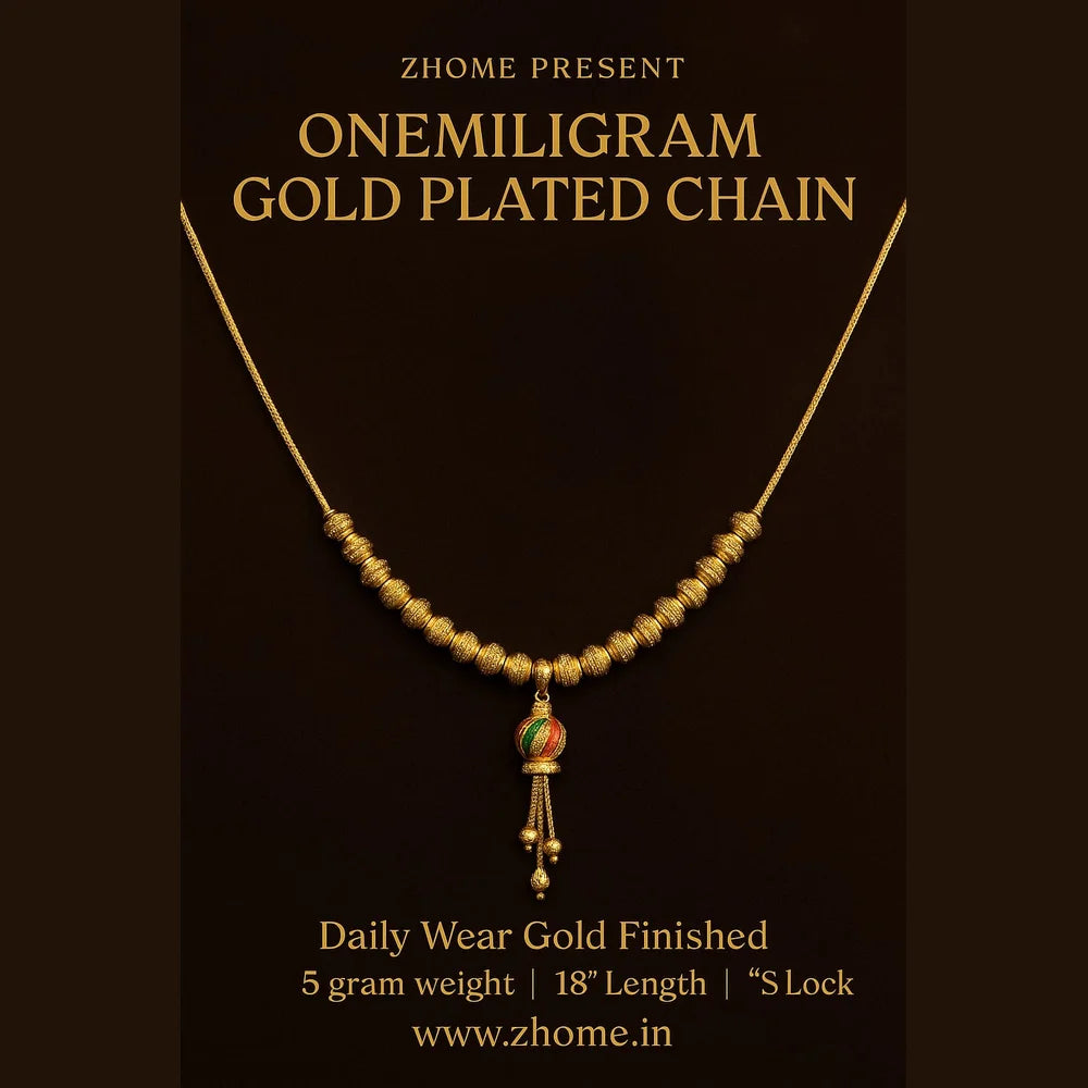 One Miligram Gold Plated Temple Pendant Necklace – Bridal Look, Daily Comfort