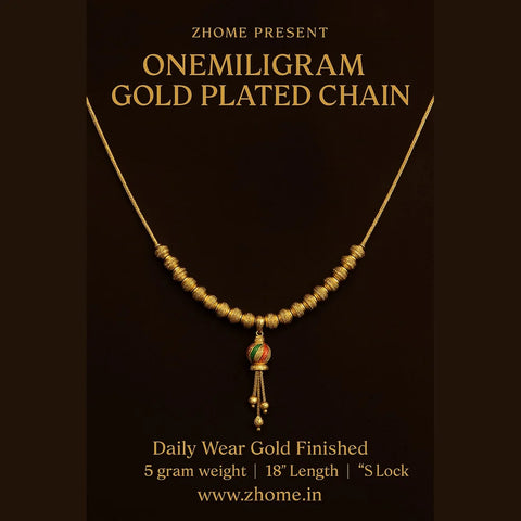 One Miligram Gold Plated Temple Pendant Necklace – Bridal Look, Daily Comfort