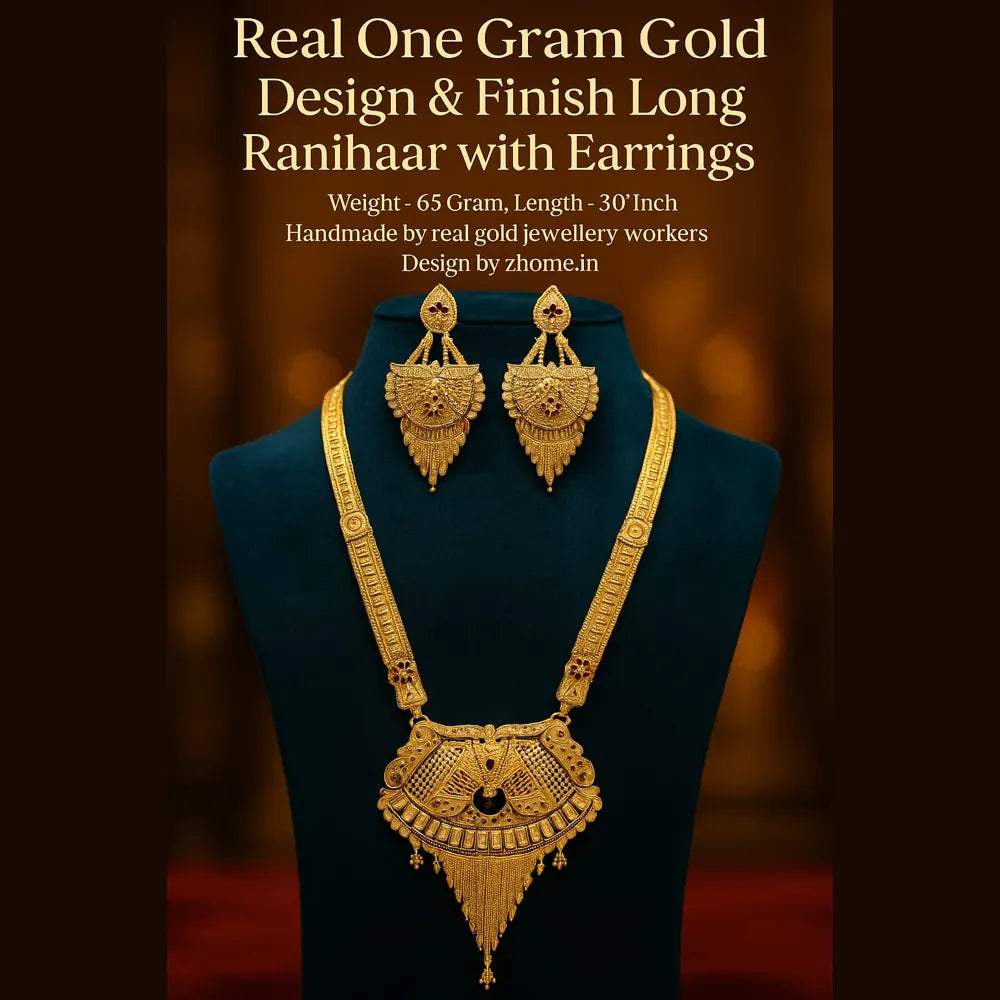 Product image of One Gram Gold Ranihaar Necklace Set With Earrings – image 3