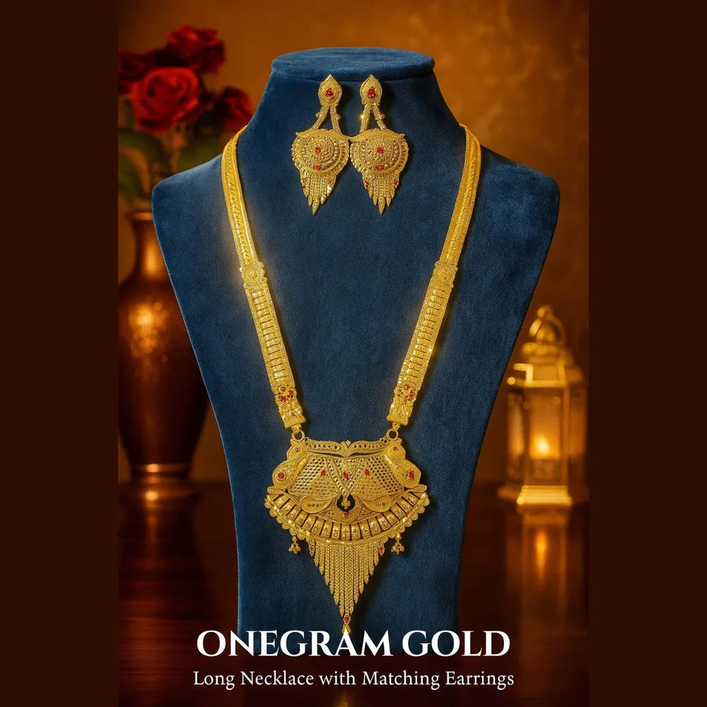 Product image of One Gram Gold Ranihaar Necklace Set With Earrings – image 7