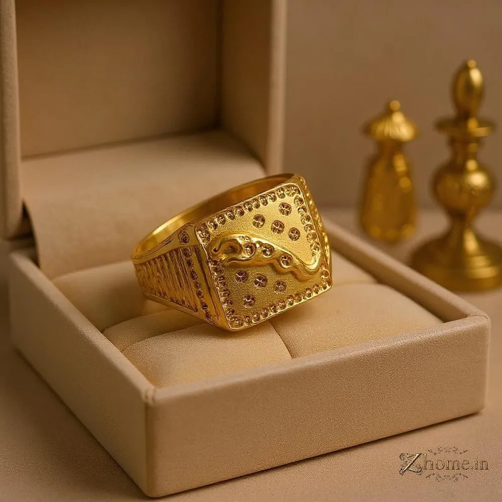 Handmade One Gram Gold Men’s Finger Ring – Adjustable Fit (Size 20–25)