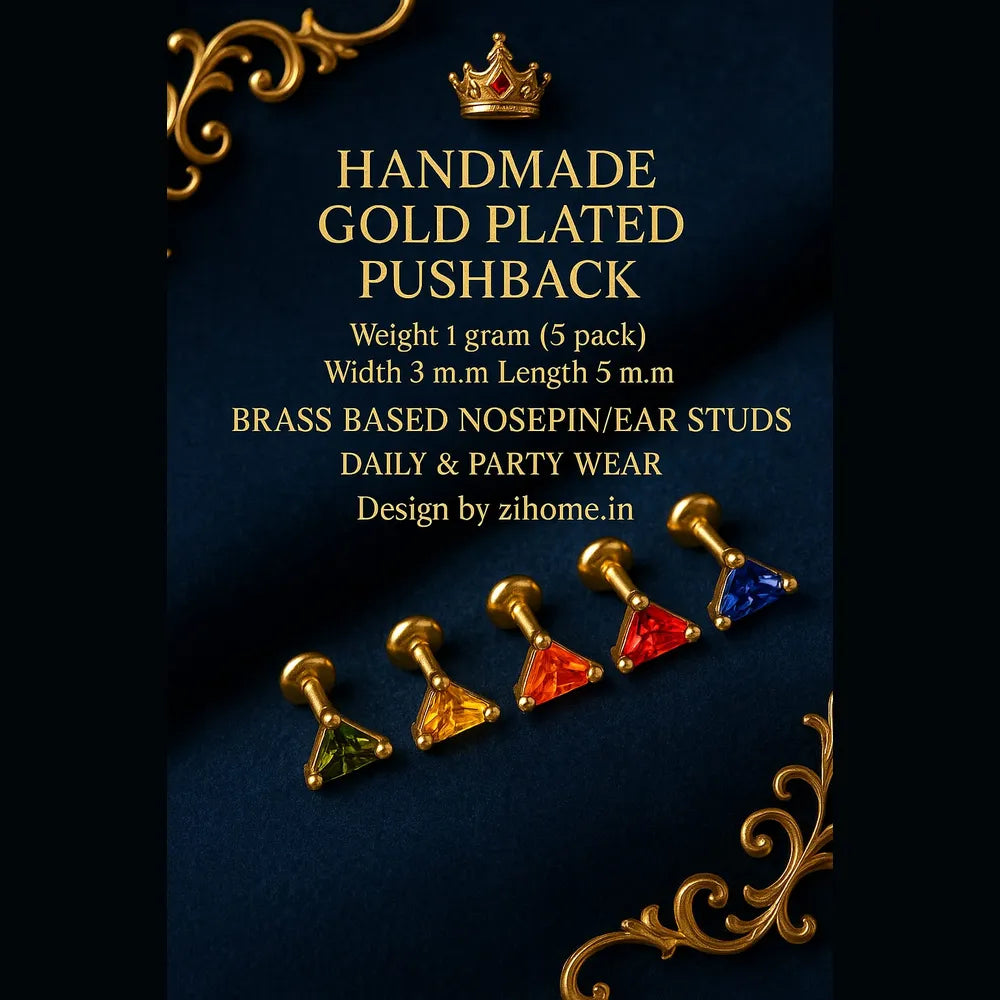 Product image of Triangle Crystal Studs Combo Multicolor Nosepin Earring Set Pack Of 5 – image 6