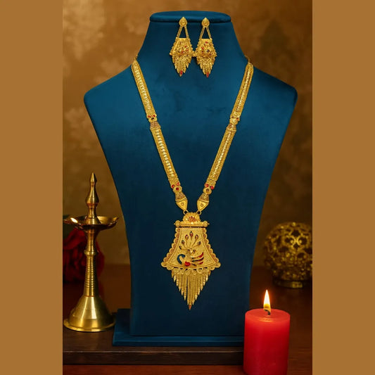Product image of One Gram Gold Look Ranihaar Set – 30" Necklace with Earrings | Traditional Bridal Jewellery – image 1