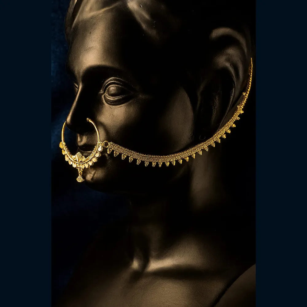 Product image of One Gram Gold Bridal Nath With Side Chain Gold Look Jewelleryone Gram Gold Bridal Nath Side Chain – image 5