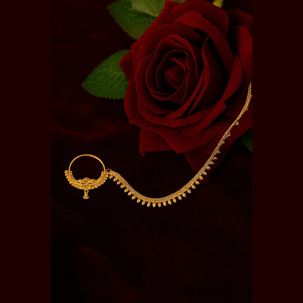 Product image of One Gram Gold Bridal Nath With Side Chain Gold Look Jewelleryone Gram Gold Bridal Nath Side Chain – image 6