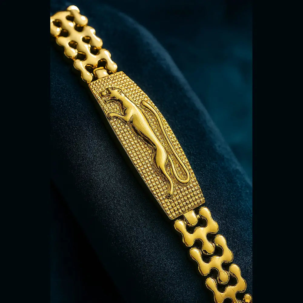 Jaguar Style Men's Bracelet – 1 Gram Gold Look, Bold & Classy