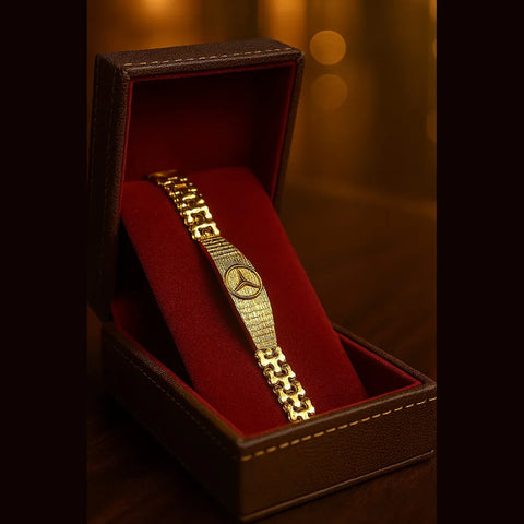 Mercedes Style Men's Bracelet – 1 Gram Gold Look, Royal Drive Edition