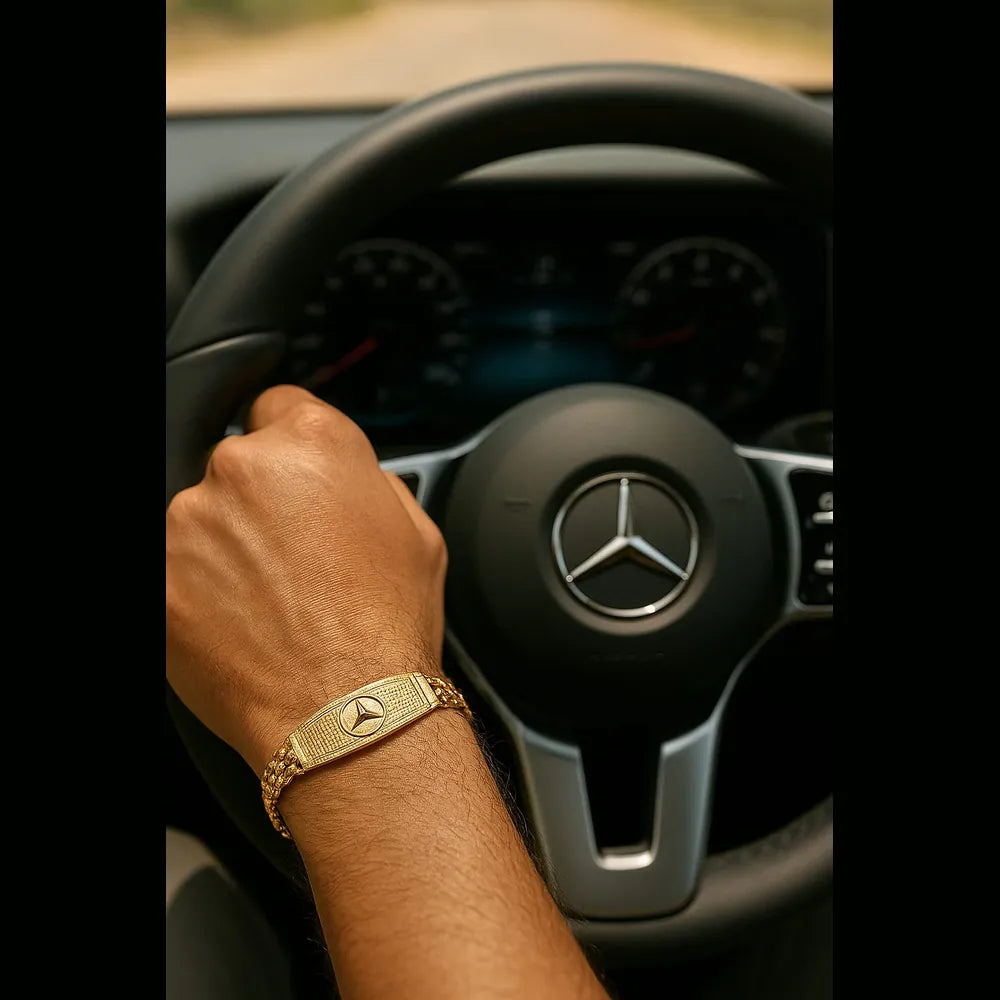 Mercedes Style Men's Bracelet – 1 Gram Gold Look, Royal Drive Edition
