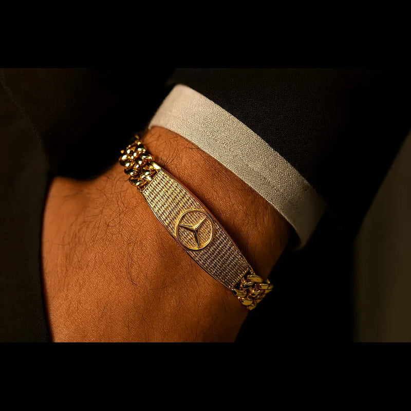 Mercedes Style Men's Bracelet – 1 Gram Gold Look, Royal Drive Edition