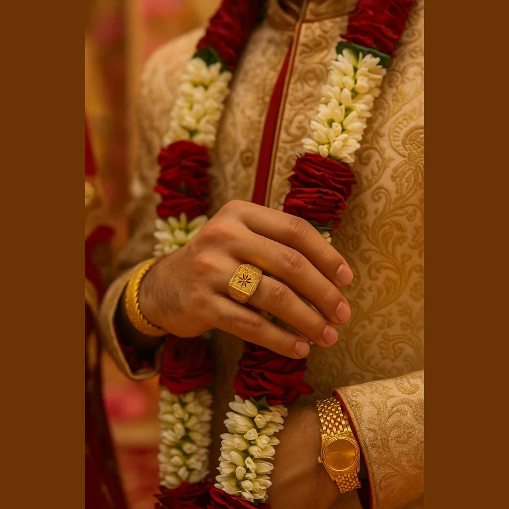 Product image of Square Floral Gold Plated Ring Men – image 3