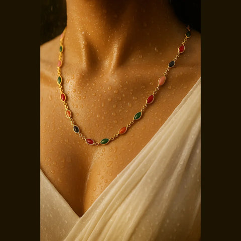 Unisex Multicolour Meena Chain – 20" Gold-Toned | Zhome