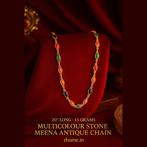 Unisex Multicolour Meena Chain – 20" Gold-Toned | Zhome