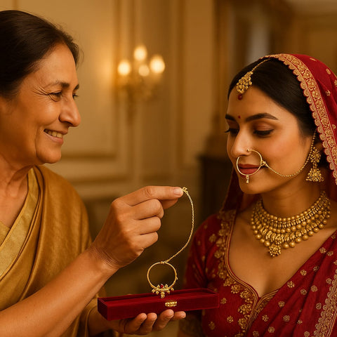 Bridal OneGram Nath – Handmade 4 Gram Gold Look Nose Ring