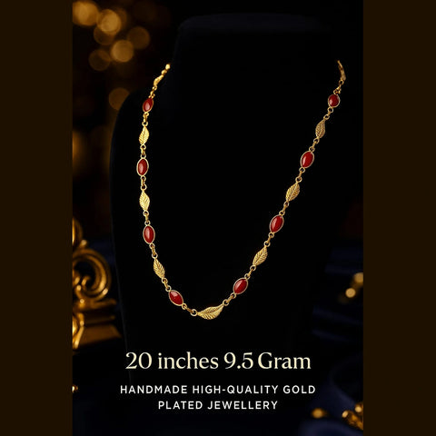 Royal Red Leaf Chain – 20" Handmade Gold-Plated Necklace chain