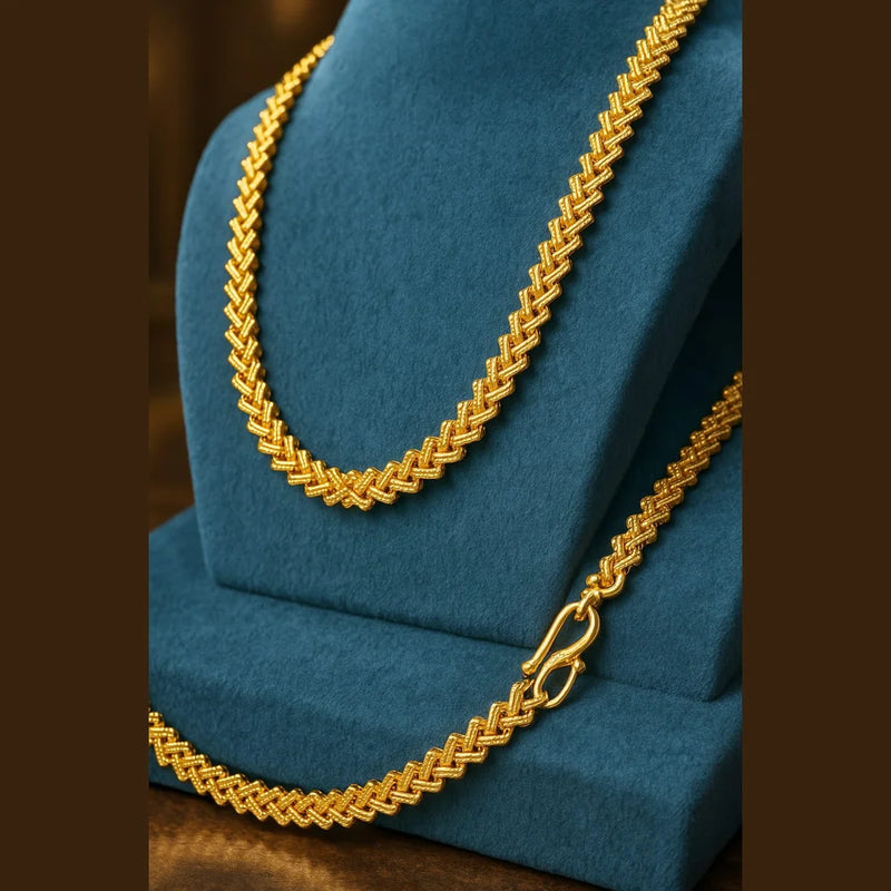 Bold V-Cut Onegram Gold Chain for Men – 20