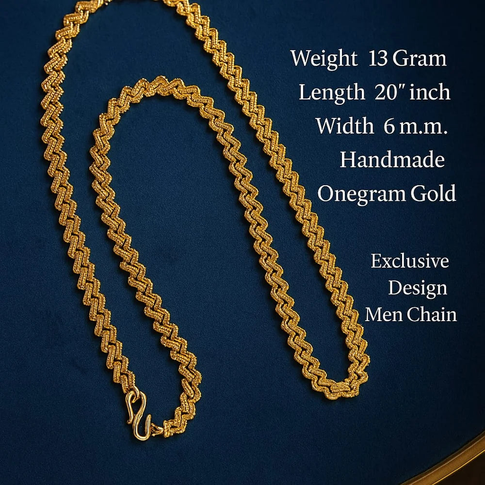 Bold V-Cut Onegram Gold Chain for Men – 20" | Premium 6mm Handmade Design