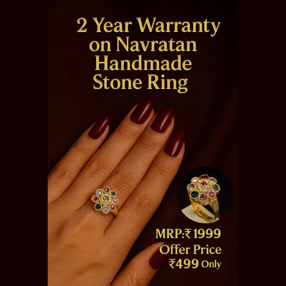 Premium Handmade Navratna Onegram Adjustable Ring – 2 Year Warranty